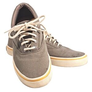 Sperry Top-Sider Mens Sz 8 Canvas Boat Shoes Taupe Grey Low Top Sneakers